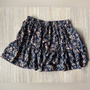 SHEIN Floral Dark Blue A-Line Skirt